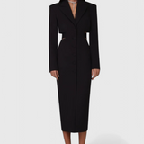 Bernice Vestido Blazer Midi con Corte y Espalda Descubierta
