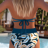 Bikini Culotte de Cintura Alta Bralette Impresa