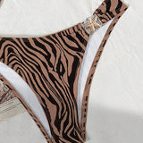 Bikini Sexy de Cebra Impreso con Lazo