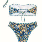 Bañador de Dos Piezas Estampado Estilo Étnico