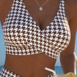 Bikini Pied-De-Poule Pieza Cruzada