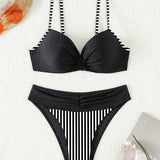 Bikini Sexy Rayado Contraste Triángulo