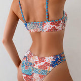 Bikini Impreso Cordón Sexy Triángulo