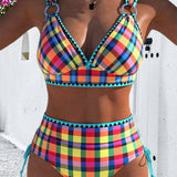 Bañador casual de cuadros bikini de dos piezas