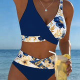 Bikini Floral Bloque de Color Patchwork
