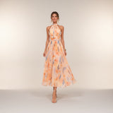 Esther - Vestido de Cuello Halter con Estampado de Acuarela