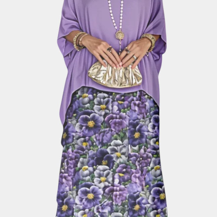 Caroline Vestido Maxi de Batwing con Estampado