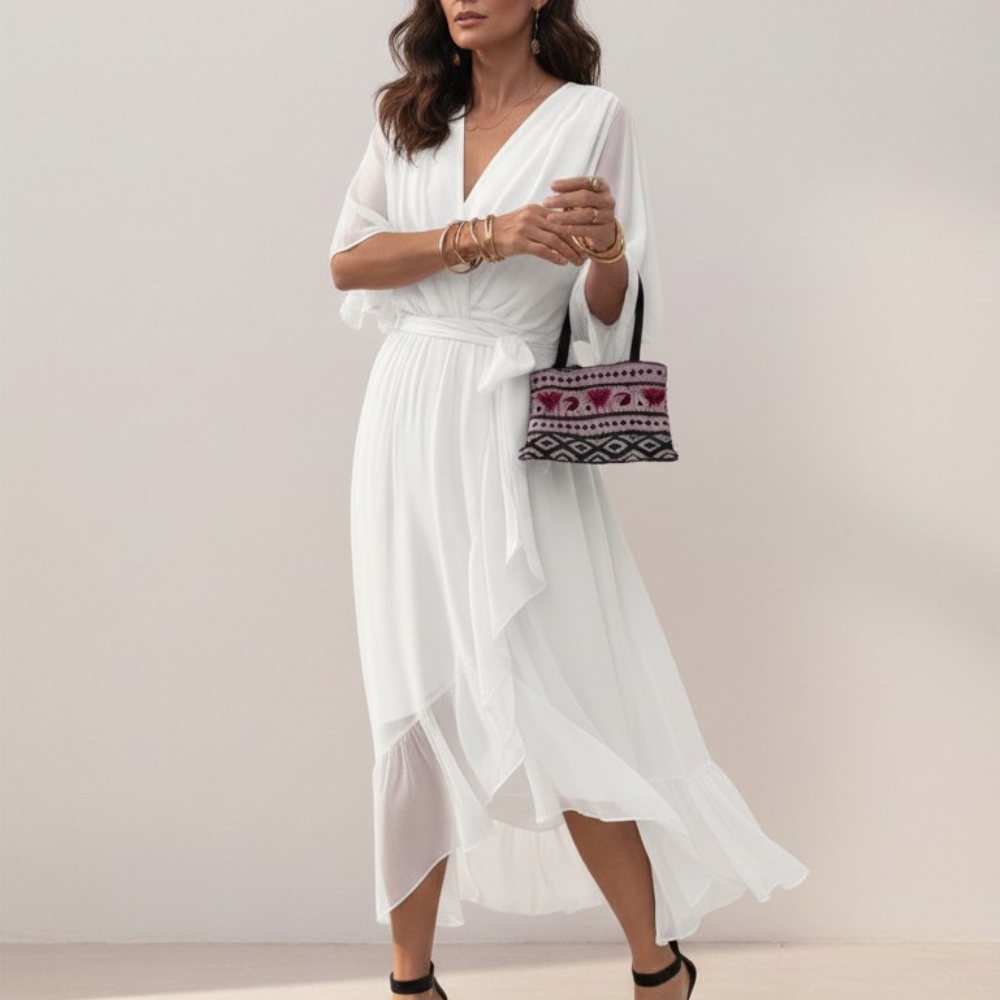 Leticia - Vestido midi con cintura de lazo