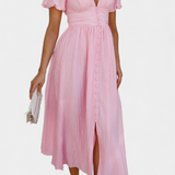 Mélia Vestido Maxi con Escote en V y Mangas Abullonadas