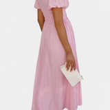 Mélia Vestido Maxi con Escote en V y Mangas Abullonadas
