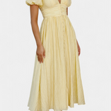 Mélia Vestido Maxi con Escote en V y Mangas Abullonadas
