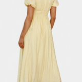 Mélia Vestido Maxi con Escote en V y Mangas Abullonadas