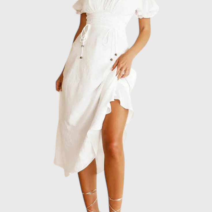 Lucia Vestido Midi Off-Shoulder