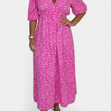 Ercilia Vestido Midi con Estampado Vibrante y Manga Globo