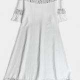 Karol Vestido Casual de Lino con Encaje y Cuello Barco