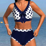 Bikinis de talle alto patchwork con lunares