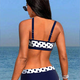 Bikinis de talle alto patchwork con lunares