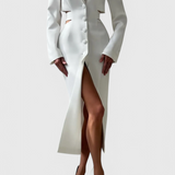 Bernice Vestido Blazer Midi con Corte y Espalda Descubierta