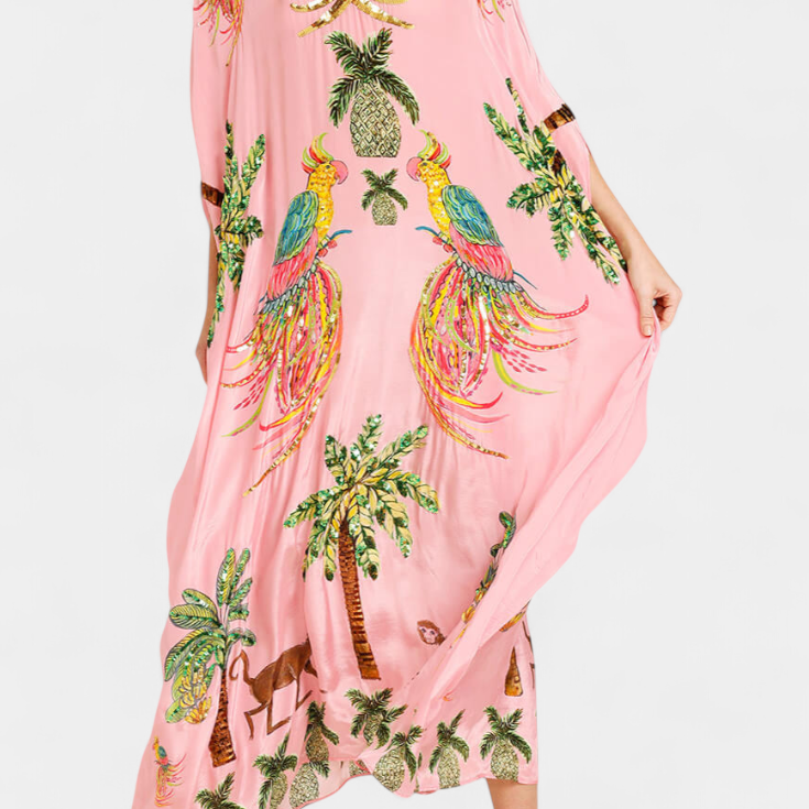 Evangeline Vestido Estampado con Hombros Caídos