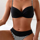Bikini Sexy Rayado Contraste Triángulo