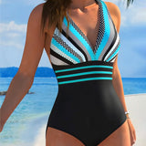 Maillot De Baño Una Pieza Sexy Cuello En V Con Lunares