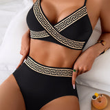 Bikini Clé Grecque Bustier Cruzado de Cintura Alta