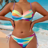 Bikini de Dos Piezas Impreso con Cuerda