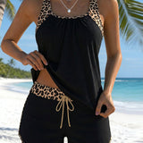 Tankini Motivo Leopardo Costuras Cordon De Ajuste