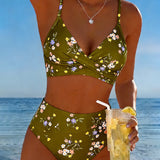 Bikini Sexy Entrecroisé Imprimé Floral