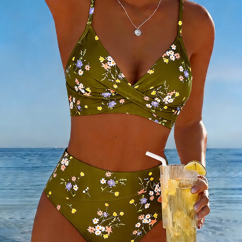 Bikini Sexy Entrecroisé Imprimé Floral
