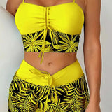 Bikini de Cintura Alta Boyleg Impreso