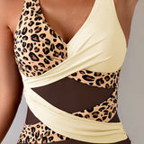 Mono de Leopardo Impreso con Cuello en V