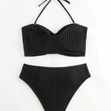 Bañador Halter Unicolor Rayado
