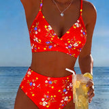 Bikini Sexy Entrecroisé Imprimé Floral