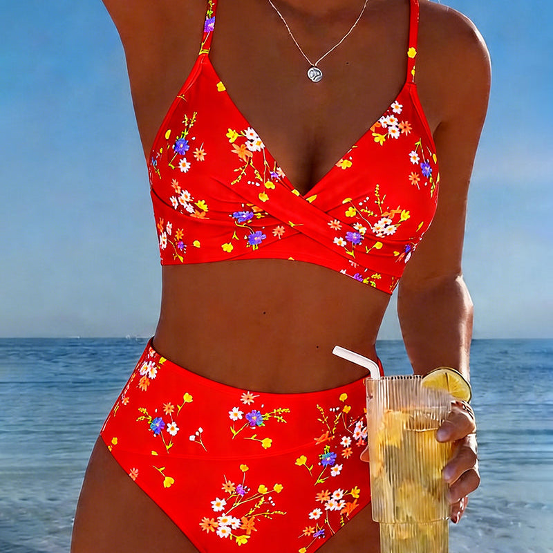 Bikini Sexy Entrecroisé Imprimé Floral