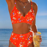 Bikini Sexy Entrecroisé Imprimé Floral