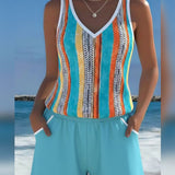 Tankini Traje De Baño Con Escote En V Impreso