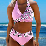 Bikini dos nu impreso patchwork leopardo