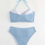 Bañador Halter Unicolor Rayado