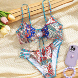 Bikini Impreso Cordón Sexy Triángulo