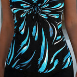 Tankini de Color Sólido con Estampado