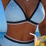 Bikini Bloque de Color Doble Tirante Texturizado