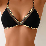 Bikini Sexy Malla Leopardo Costuras Fendidas