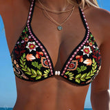 Bikini Estilo Étnico Floral Cuello Nudo Dos Piezas
