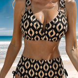 Bikini Vintage Geométrico Impreso
