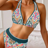 Top de Bikini Sexy Estilo Sujetador Impreso Triángulo