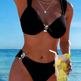Bikini Motivo Vertical Boucle Metálica Abierta