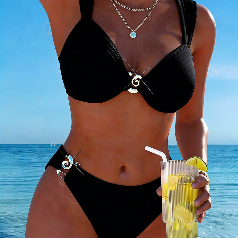 Bikini Motivo Vertical Boucle Metálica Abierta