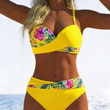 Bikini Bralette Estilo Impreso Contrastante