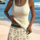 Maillot de Baño Sin Mangas Falda Acanalada